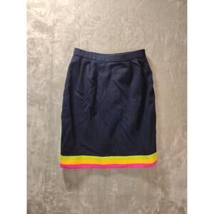 Vintage Unlabeled Midi Skirt Womens 6 Colorful Trim Applique 70s Retro Made USA